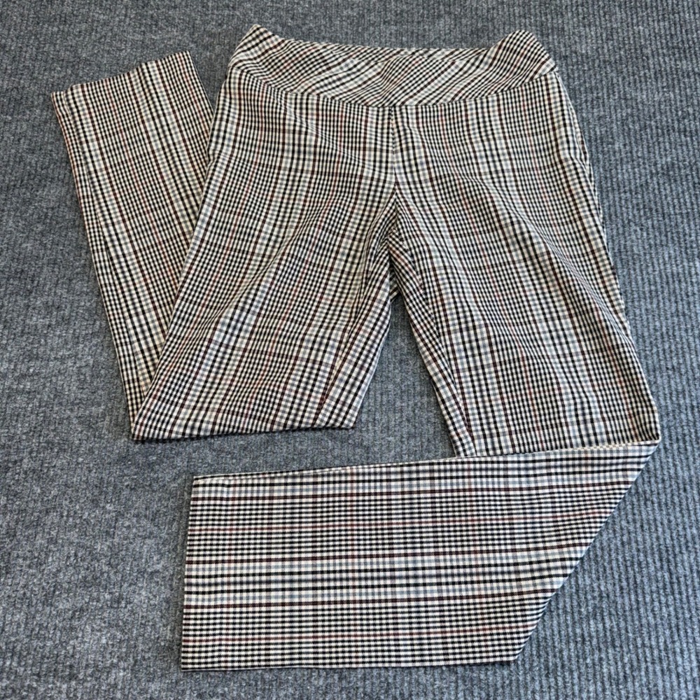 Roz & Ali Women's 2 Plaid Pull On‎ Pants Straight Leg Preppy Academia